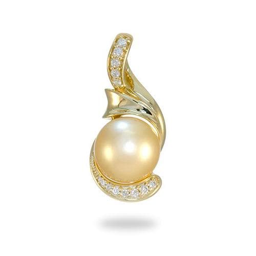 South Sea Gold Pearl Pendant in Gold with Diamonds-Maui Divers Jewelry