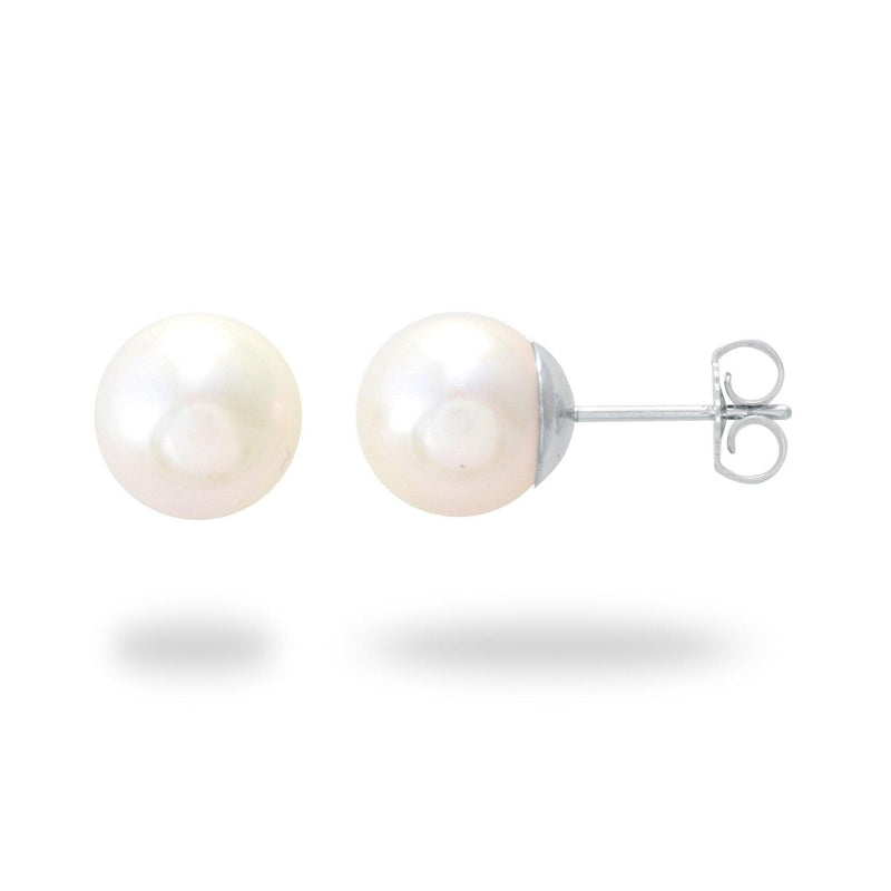 Akoya Pearl Earrings in 14K White Gold (8mm)-Maui Divers Jewelry