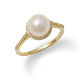 Akoya Pearl Ring with Diamonds in Gold (8-8.5mm)-Maui Divers Jewelry