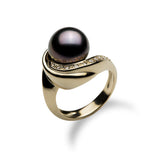 Tahitian Pearl Ring with Diamonds in the 14K Yellow Gold-Maui Divers Jewelry