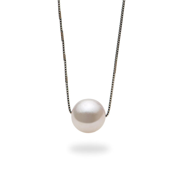 16-18" Adjustable Akoya Floating Pearl Necklace in White Gold-Maui Divers Jewelry