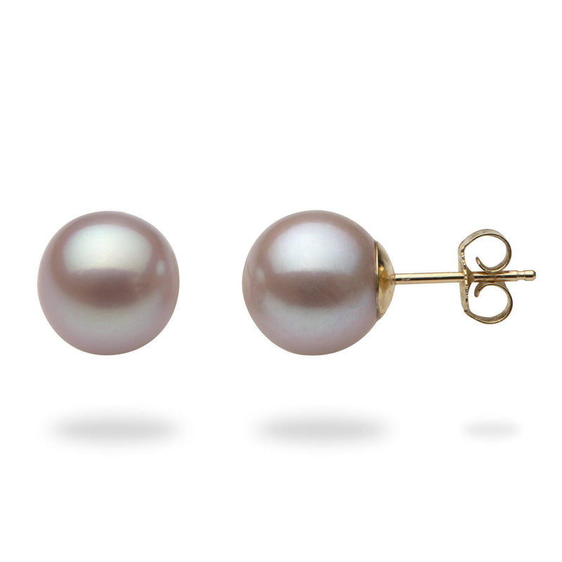 Freshwater Natural Color Pearl Earrings in Gold (9-10mm)-Maui Divers Jewelry