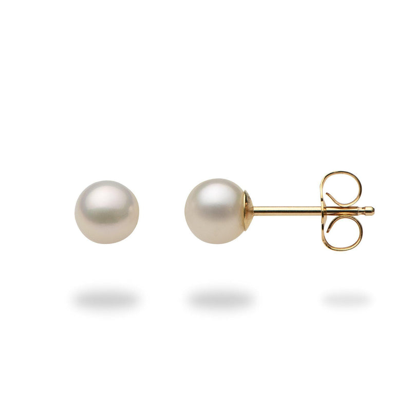 White Freshwater Pearl Earrings in Gold-Maui Divers Jewelry