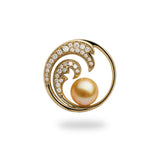 Nalu South Sea Gold Pearl Pendant in Gold with Diamonds - 24mm-Maui Divers Jewelry