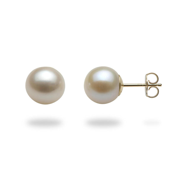 White Freshwater Pearl Earrings in Gold-Maui Divers Jewelry