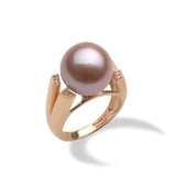 Lilac Freshwater Pearl Ring with Diamonds in Rose Gold (13-14mm)-Maui Divers Jewelry