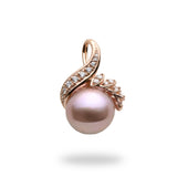 Lilac Freshwater Pearl (13-14mm) Pendant in Rose Gold with Diamonds-Maui Divers Jewelry