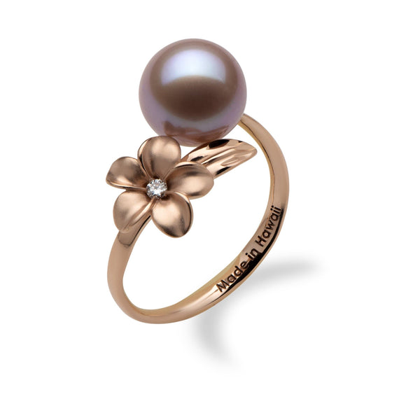 Lilac Freshwater Pearl Plumeria Ring in Rose Gold-Maui Divers Jewelry