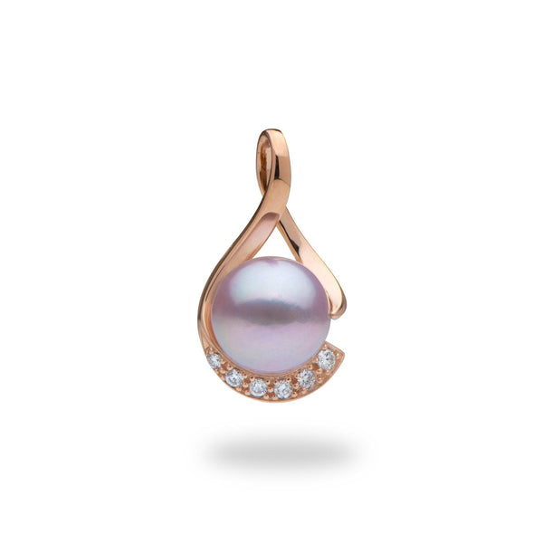 Lavender Freshwater Pearl Pendant in Rose Gold with Diamonds-Maui Divers Jewelry