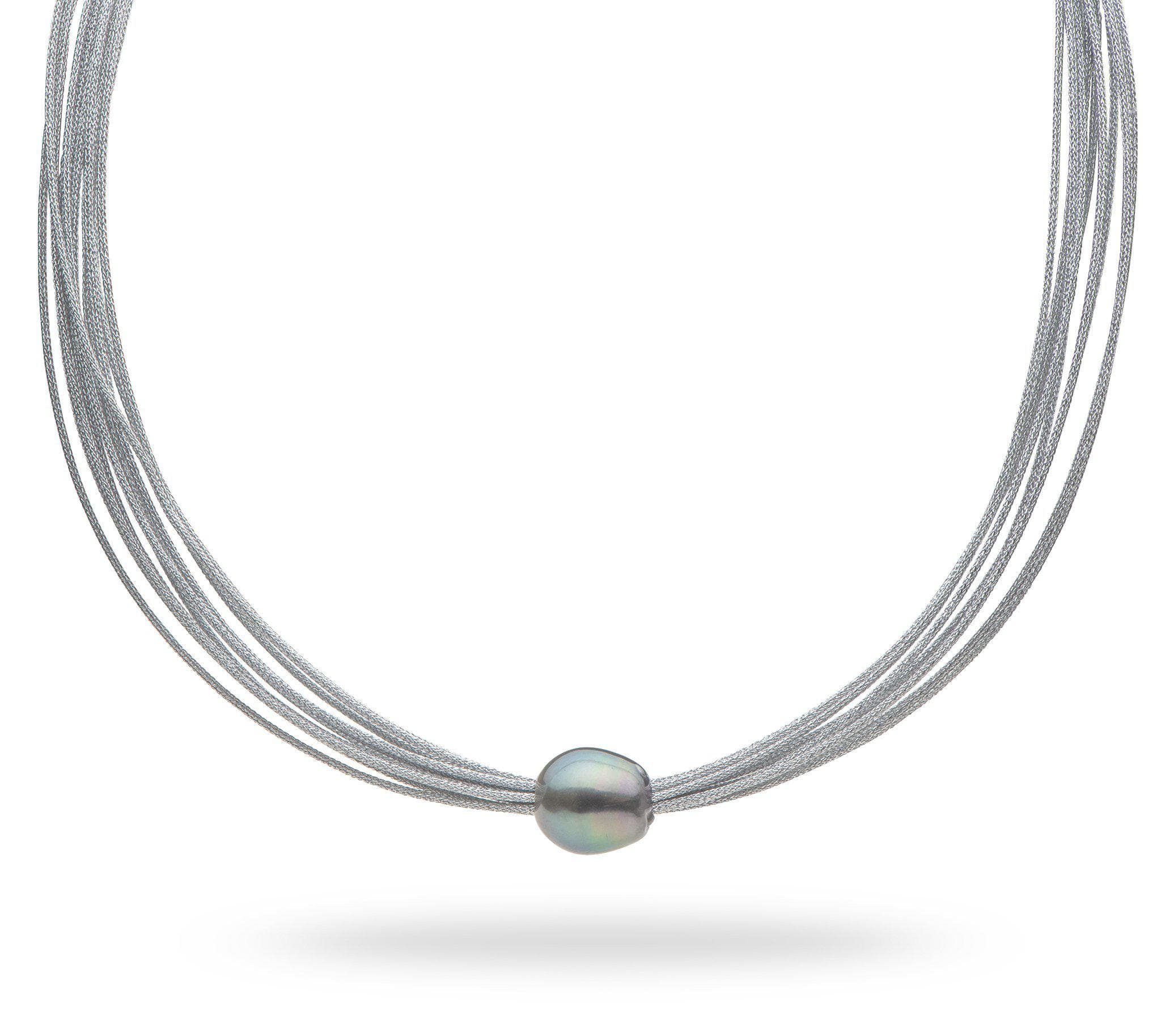 18" Tahitian Black Pearl Necklace in Stainless Steel-Maui Divers Jewelry