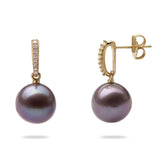 Ultraviolet Freshwater Pearl Earrings with Diamonds in Gold-Maui Divers Jewelry