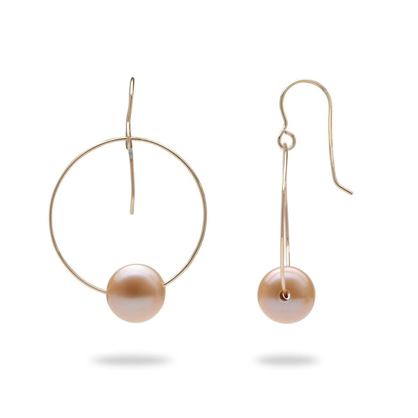 Freshwater Peach Pearl (9-10mm) Earrings in Gold-Maui Divers Jewelry