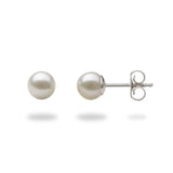 Akoya White Pearl Earrings in 14K White Gold-Maui Divers Jewelry