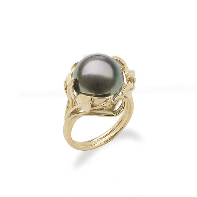 Tahitian Black Pearl Ring in Gold-Maui Divers Jewelry