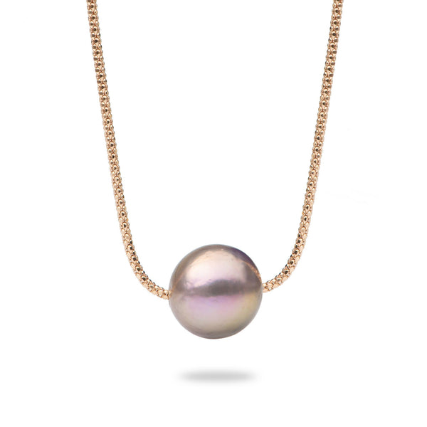 16-18" Adjustable Lilac Freshwater Floating Pearl Necklace in Rose Gold-Maui Divers Jewelry