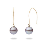 Ultra Violet Pearl Hook Earrings in Gold (10-11mm)-Maui Divers Jewelry