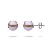 Lilac Freshwater Pearl (9-10mm) Earrings in 14K White Gold-Maui Divers Jewelry