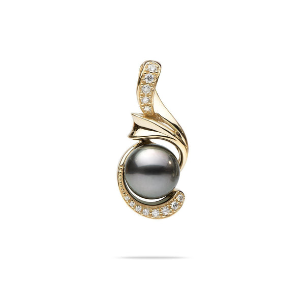 Tahitian Black Pearl Pendant with Diamonds in Gold-Maui Divers Jewelry