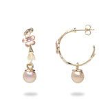 Pearls in Bloom Freshwater Pearl Earrings in Two Tone Gold with Diamonds - 22mm-Maui Divers Jewelry