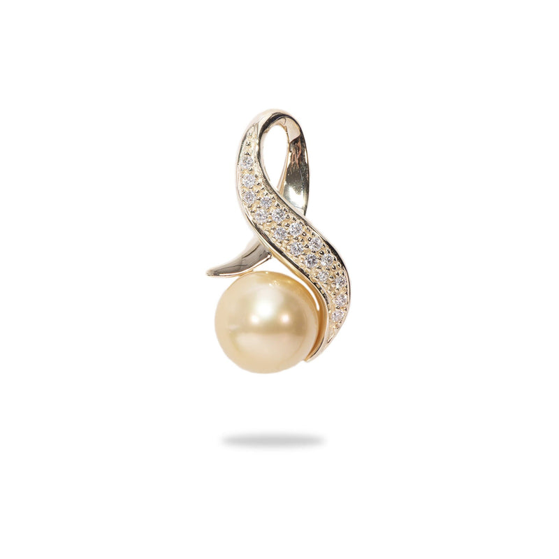 South Sea Gold Pearl Pendant in Gold with Diamonds - Maui Divers Jewelry