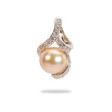 South Sea Gold Pearl Pendant in Gold with Diamonds - 11-12mm-006-15500