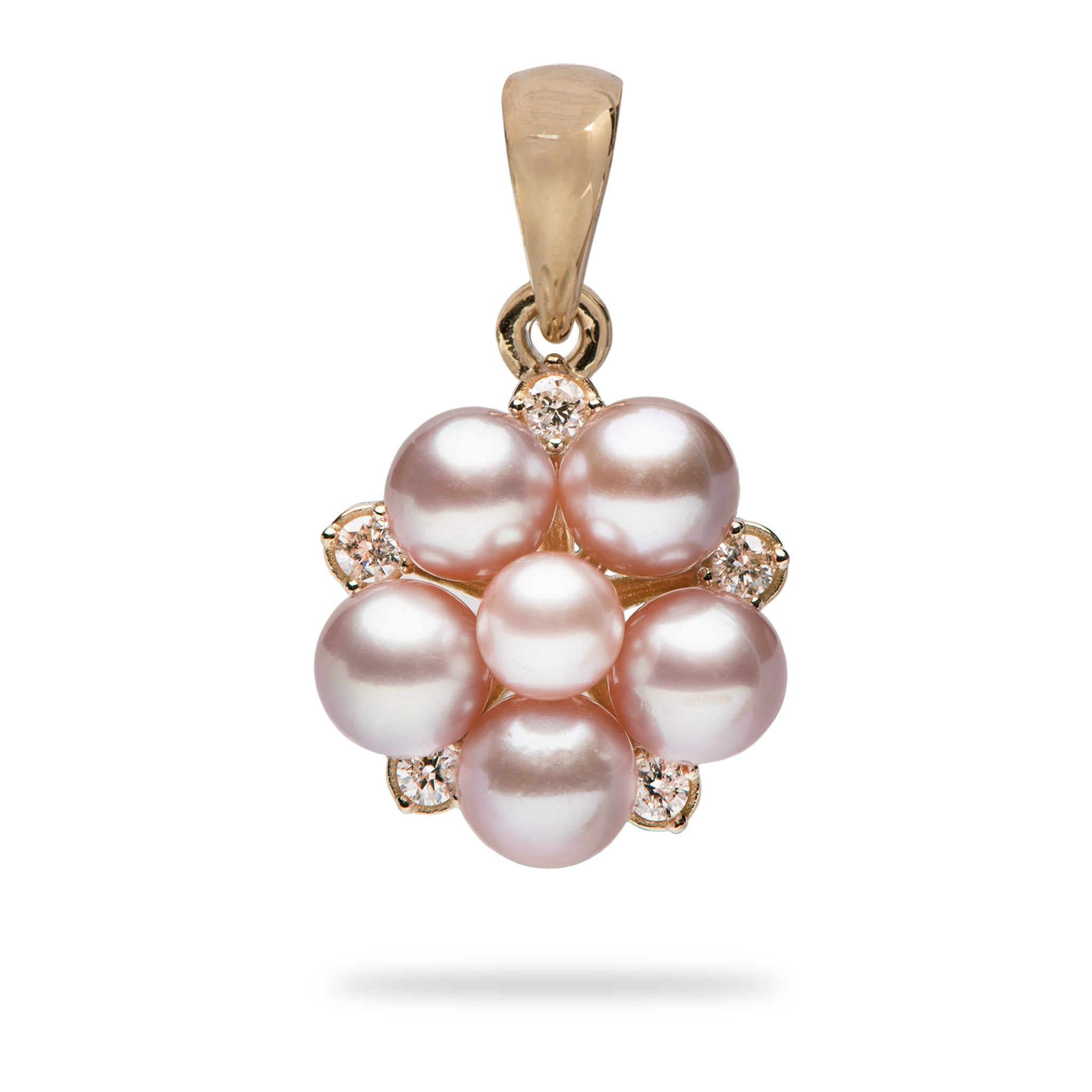 Tiny Bubbles Lavendel-Süßwasserperlen-Anhänger in Gold mit Diamanten