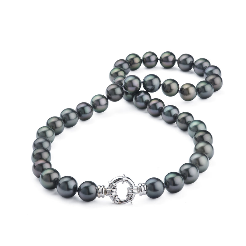 18-19" Tahitian Black Pearl Strand with White Gold Clasp - 10-11mm