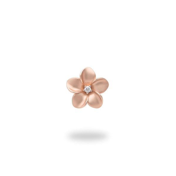 Plumeria Pendant in Rose Gold with Diamond - 11mm-Maui Divers Jewelry
