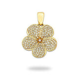 Plumeria Pendant in Gold with Diamonds - 19mm-Maui Divers Jewelry