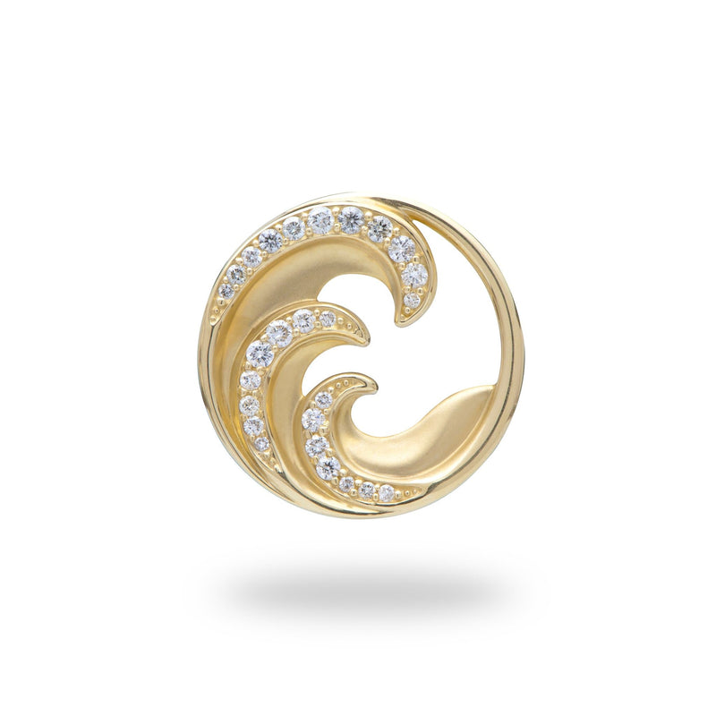 Nalu Pendant in Gold with Diamonds - 22mm-Maui Divers Jewelry