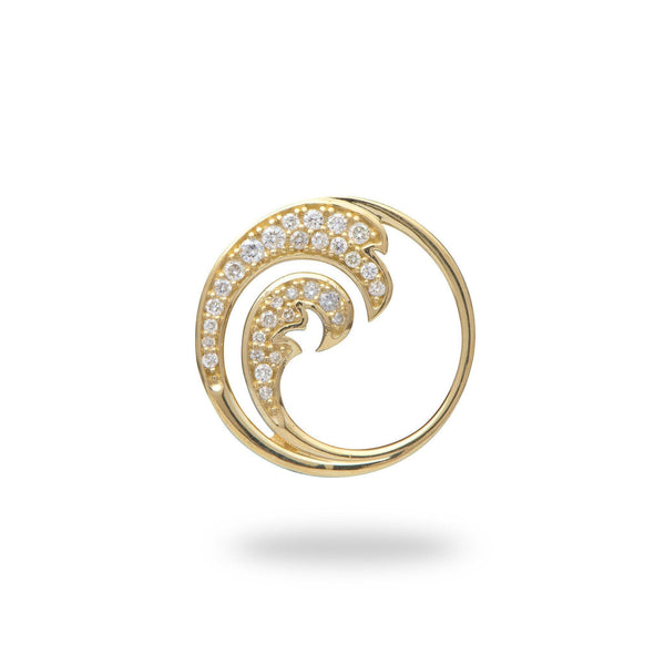 Nalu Pendant in Gold with Diamonds - 18mm-Maui Divers Jewelry