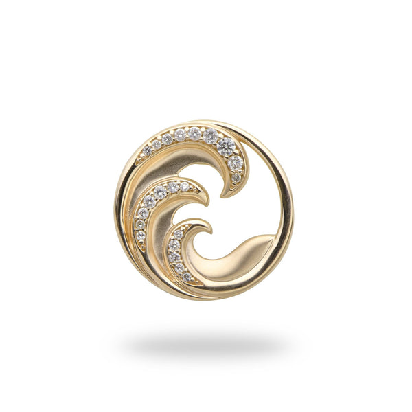 Nalu Pendant in Gold with Diamonds - 18mm-Maui Divers Jewelry