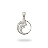 Nalu Pendant in White Gold with Diamonds - 12mm-Maui Divers Jewelry