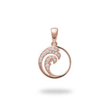 Nalu Pendant in Rose Gold with Diamonds - 12mm-Maui Divers Jewelry