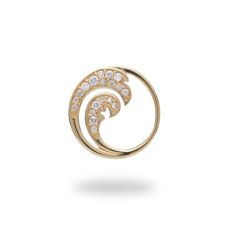 Nalu Pendant in Gold with Diamonds - 15mm-Maui Divers Jewelry