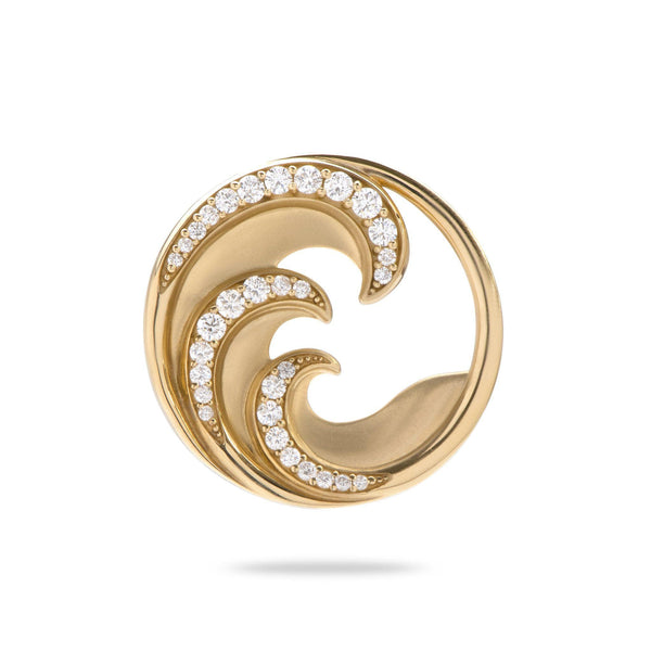 Nalu Pendant in Gold with Diamonds - 26mm-Maui Divers Jewelry