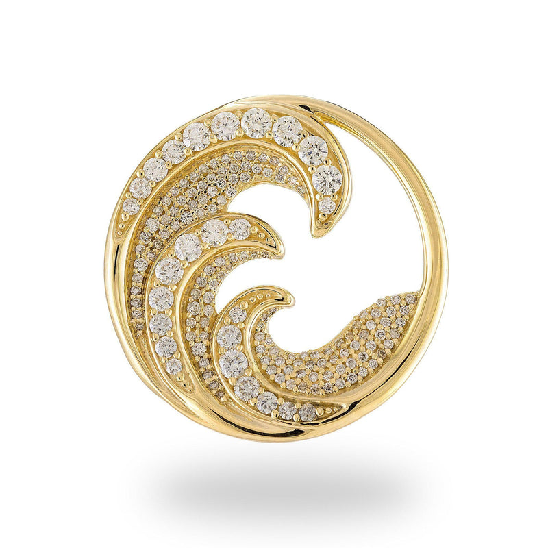 Nalu Pendant in Gold with Diamonds - 26mm-Maui Divers Jewelry