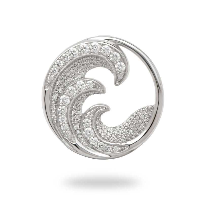 Nalu Pendant in White Gold with Diamonds - 26mm-Maui Divers Jewelry