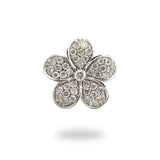 Plumeria Pendant in White Gold with Diamonds - 11mm-Maui Divers Jewelry