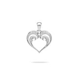 Nalu Heart Pendant in White Gold with Diamonds - 15mm