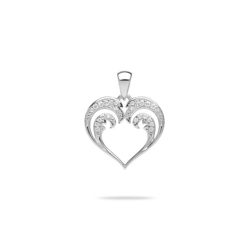 Nalu Heart Pendant in White Gold with Diamonds - 15mm