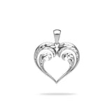 Nalu Heart Pendant in White Gold - 20mm - Maui Divers Jewelry