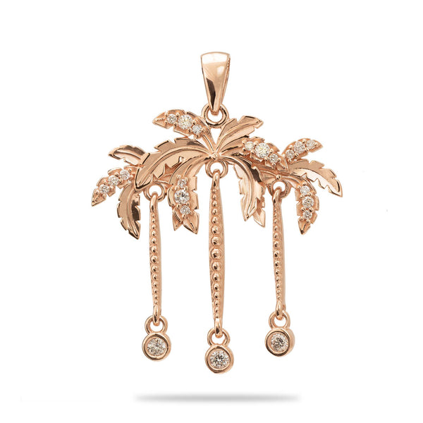 Paradis Palms - Palm Tree Pendant en or rose avec des diamants - 28 mm