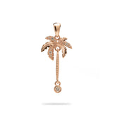 Paradise Palms - Palm Tree Pendant in Rose Gold with Diamonds - 24mm - Maui Divers Jewelry