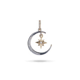 Moon & Star Mermaid Pendant in Two Tone Gold with Diamonds - 19.5mm - Maui Divers Jewelry