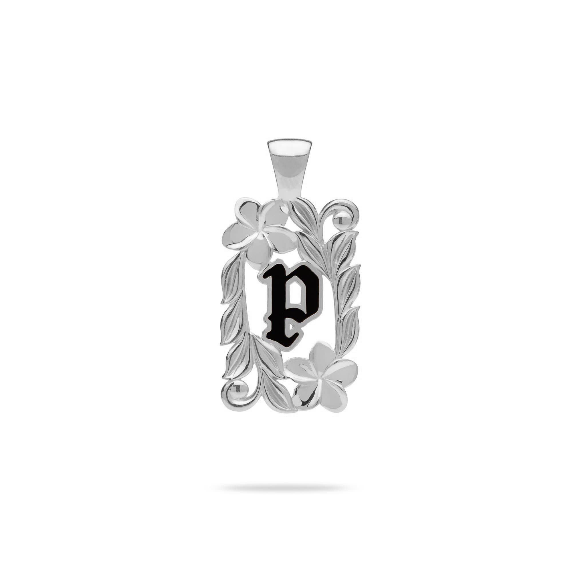 Special Order Hawaiian Heirloom Initial Pendant in White Gold - 014-03615-P-14W