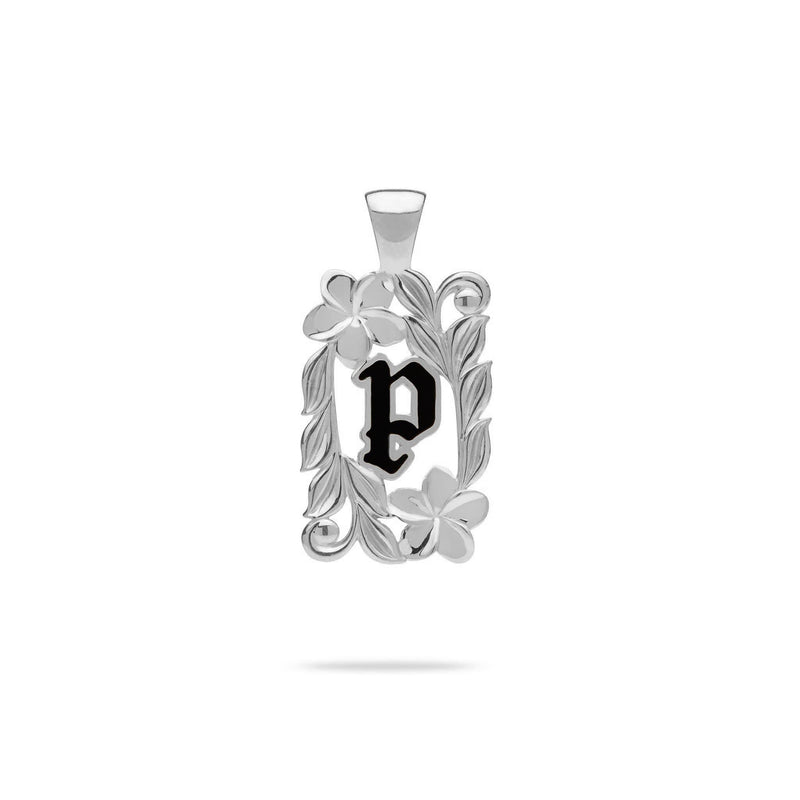 Special Order Hawaiian Heirloom Initial Pendant in White Gold - 014-03615-P-14W
