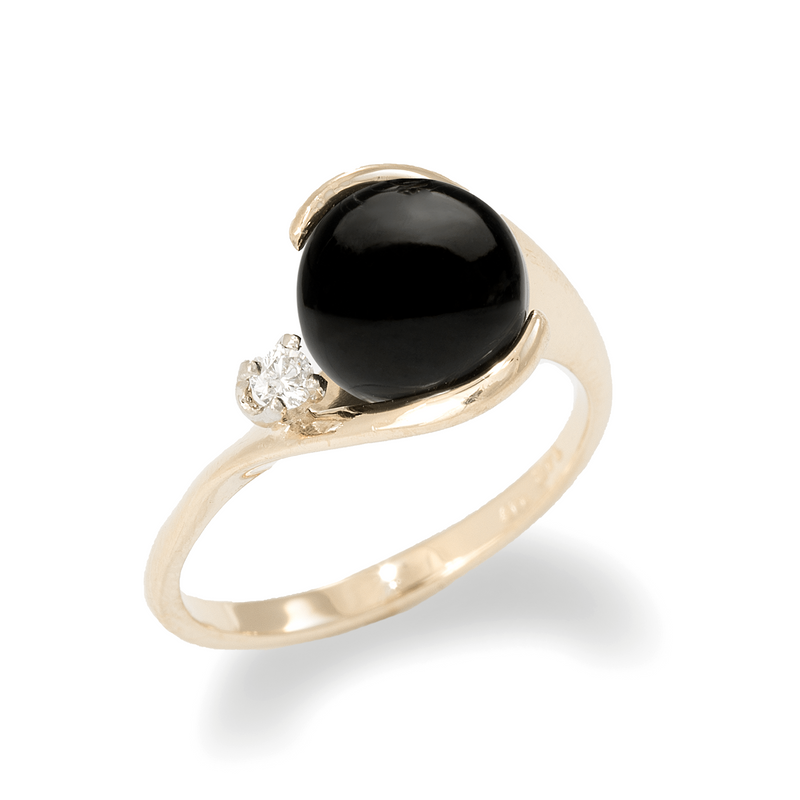 Black Coral Ring in Gold with Diamonds-Maui Divers Jewelry