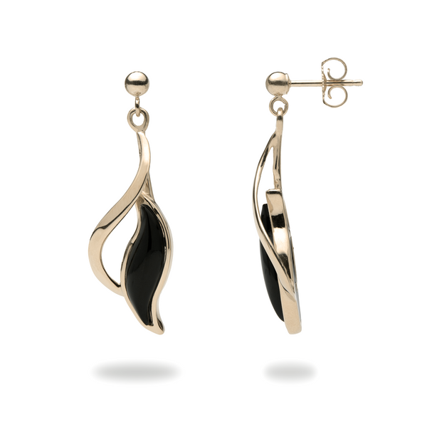 Paradise Black Coral Earrings in Gold -Maui Divers Jewelry