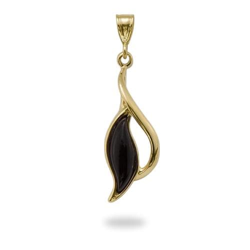 Black Coral Pendant in Gold-Maui Divers Jewelry
